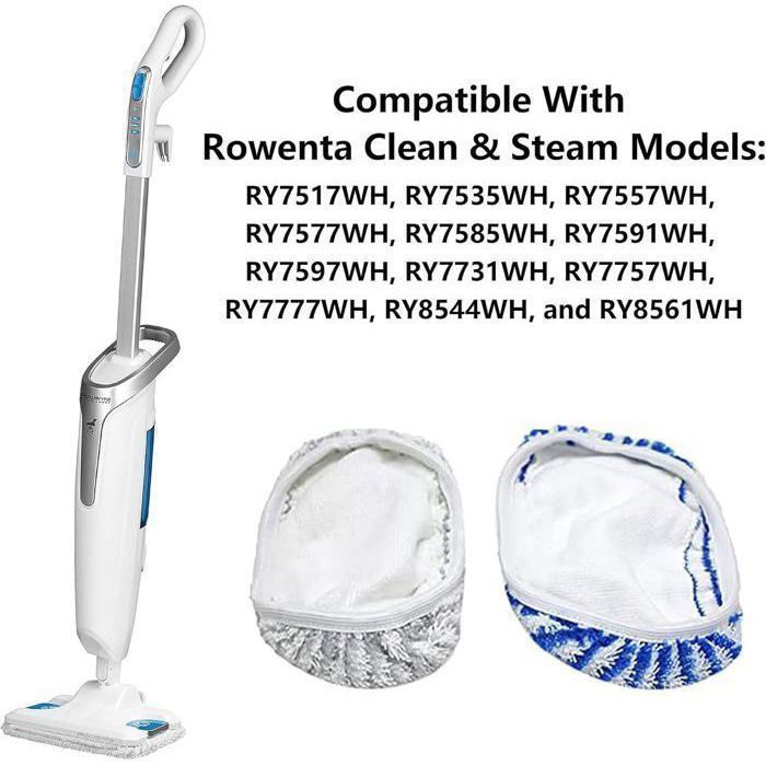 6 Panni Microfibra Per Rowenta Clean & Steam - Ricambio Lavabile, Per Pavimenti Piastrelle, Legno E Marmo - Foto 2