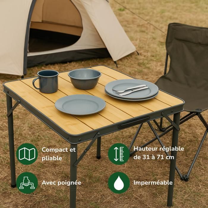 Camping Jardin Plage Set Camping AKTIVE - Table Pliante 90x60cm Avec 2 Tabourets, Transport Facile Ensemble Table Tabourets Pliant Camping Jardin Plage Set Camping AKTIVE - Table Pliante 90x60cm Avec 2 Tabourets, Transport Facile Ensemble Table Tabourets Pliant