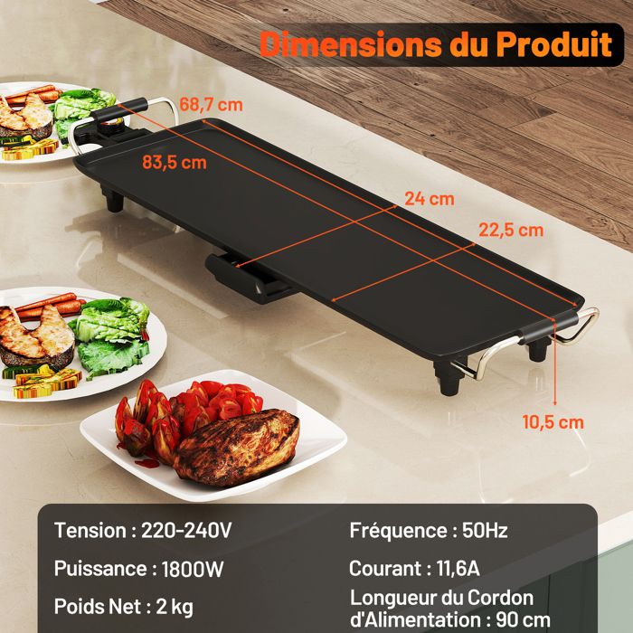 COSTWAY Plancha Electrique Antiadhésive 8 Personnes 1800W — free download