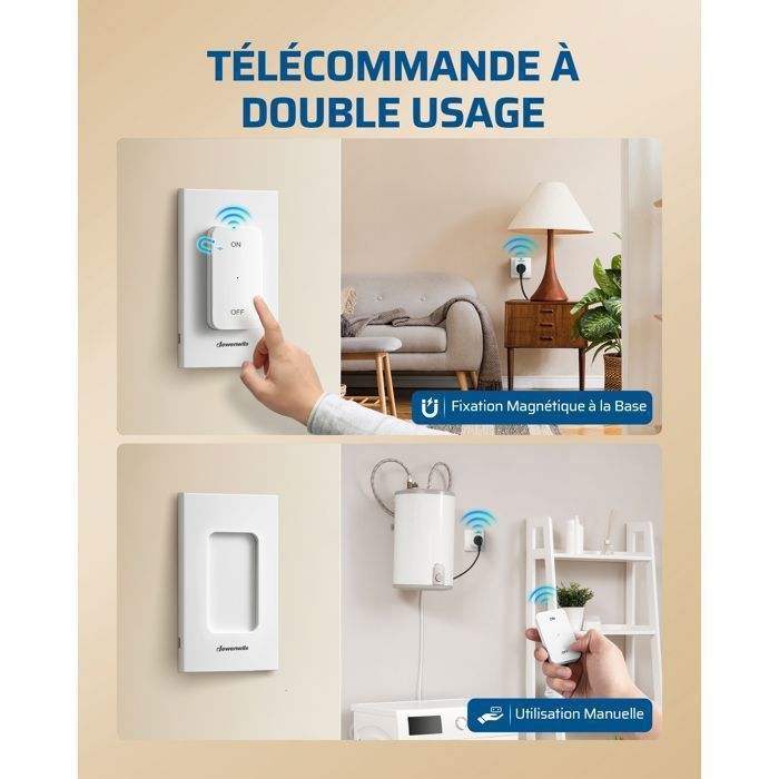 DEWENWILS Presa Telecomando Con Interruttore A Parete Magnetico – 16A/3680W, Portata 30m, RF, Bianco