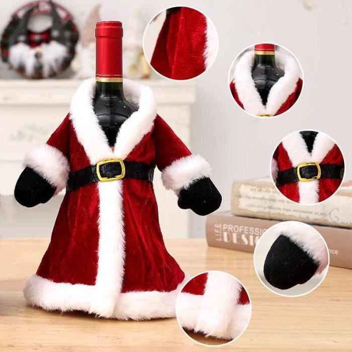 Housse De Bouteille De Vin Noël - Cache-Bouchon Décoratif Réutilisable - Pour Fêtes Et Repas De Fin D'Année - 9