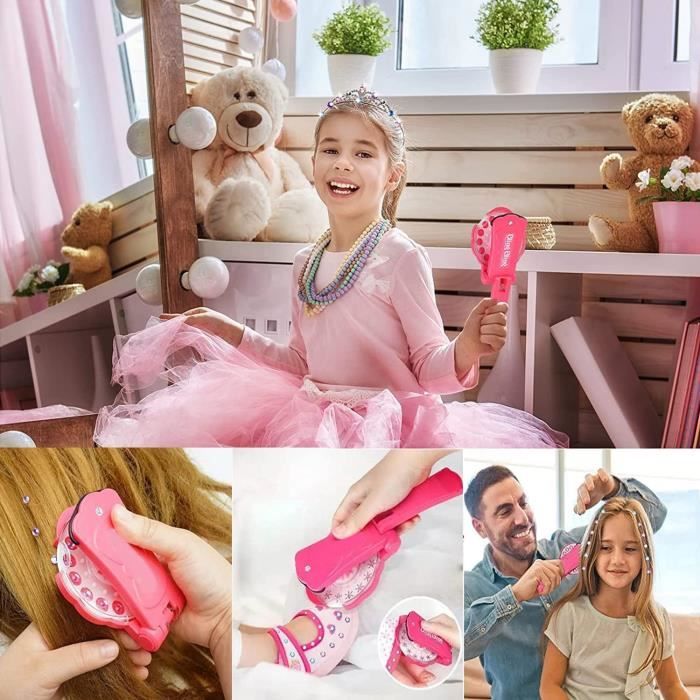Machine à Strass Pour Cheveux – Kit Diamond Styler Avec 120 Gemmes Et Autocollants – Accessoire Coiffure Créatif Pour Filles