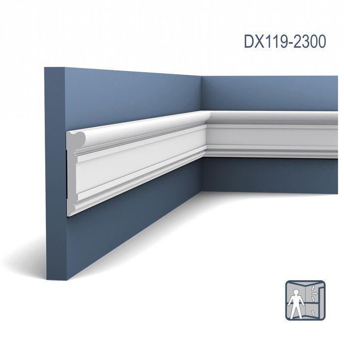 Profil Décoratif Orac Decor P1020 LUXXUS - Moulure Stuc Barre 2 M, Blanc, Art Déco