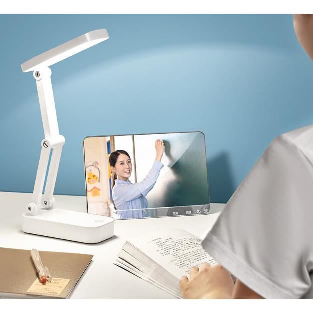 Lampe De Bureau LED Dimmable Blanche, Pince Flexible, Idéale Lecture