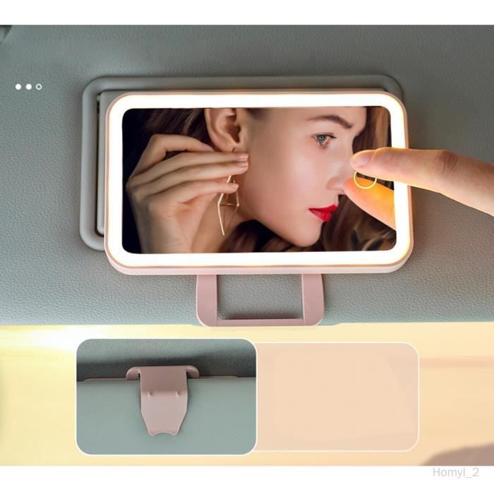 Miroir de courtoisie pare-soleil de voiture miroir de maquillage de voyage  rechargeable 3 couleurs éclairage anti-dérapant Rose - Cdiscount Au  quotidien