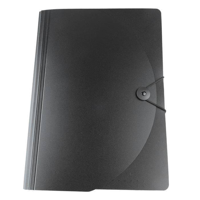 Classeur Dohe A4 40 Pochettes Avec Spirale - Fermeture Élastique, Couverture Rigide Noire 800 Microns - Organisation Parfaite Bureau