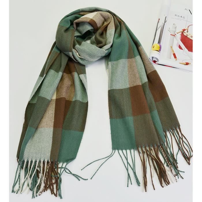 Écharpe Carrée En Soie 90x90 Cm - Blanc & Vert Foncé - Polyvalente Foulard, Châle, Hijab - Pour Femme - Hiver & Élégance