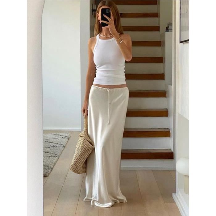 Jupe longue beige femme shop