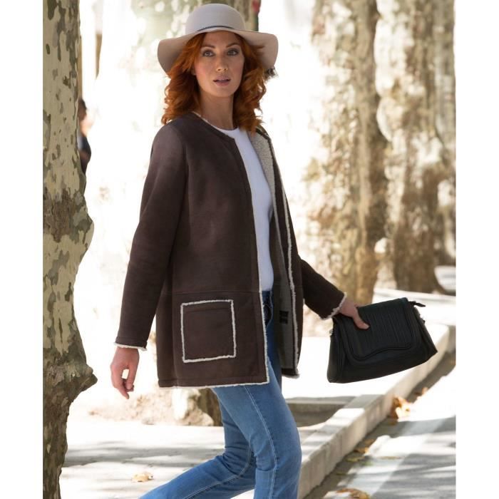 Manteau mouton marron sales