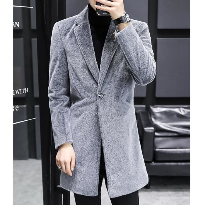 W-L Manteaux Homme Manteau d'hiver d'homme Slim Fit Vestes for Hommes d'affaires  Chaud Casual Veste Homme vêtement Thicker Pardessus Taille Plus M ~ 4XL  (Color : Gray, Size : XL) : 
