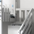 Lit superposé cabane avec tiroirs et barrières de sécurité - Blanc - 2x90x200cm-2