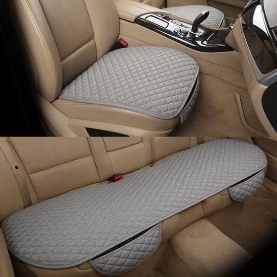 Nouveau lin housse de siège de voiture avant arrière lin tissu coussin  respirant protecteur tapis Pad gray 3 pcs - Cdiscount Auto
