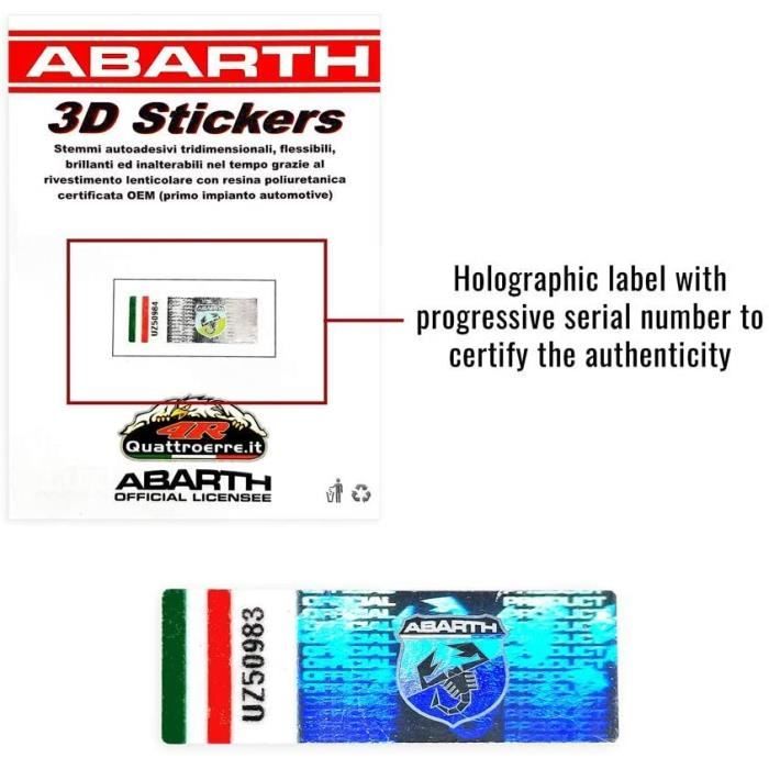 Enjoliveurs Adhésifs 3D Abarth Pour Punto Evo & 500 & Panda - Lot De 4 Pièces De 60mm