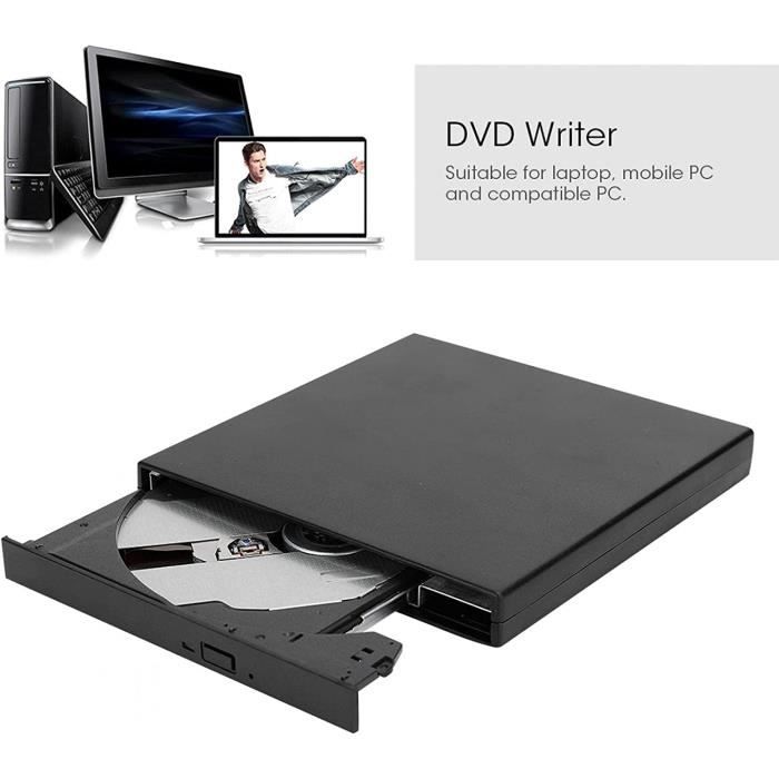 Boîtier de lecteur optique Boîte rigide externe, lecteur DVD externe,  lecteur CD/DVD portable USB 3.0 pour ordinateur de bureau portable, graveur  de