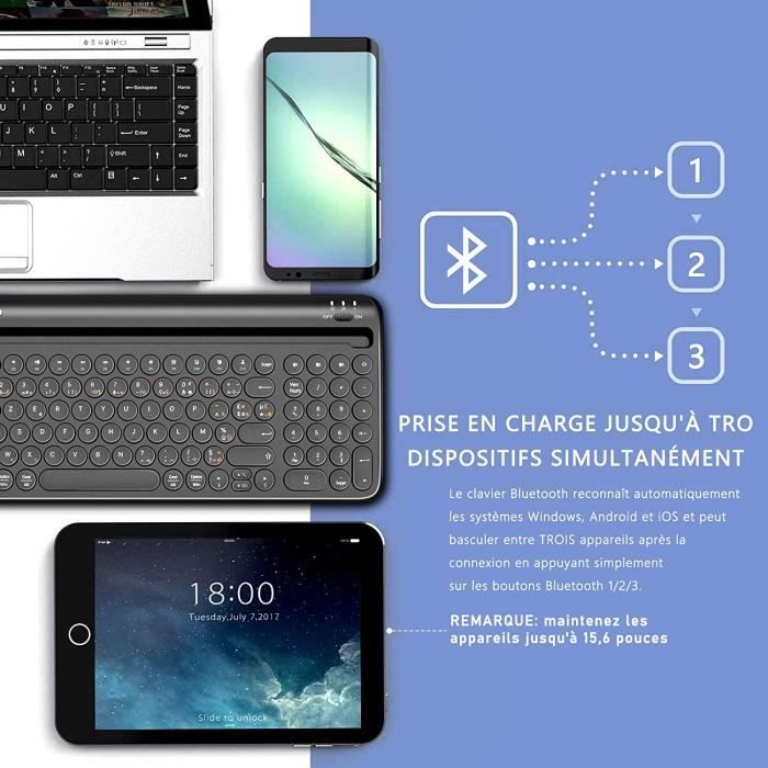 Acheter Clavier et souris Bluetooth sans fil Aieach pour tablette iPad  Huawei Samsung Xiaomi Smartphone ordinateur portable