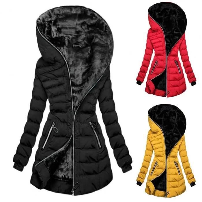 Manteaux D'hiver Pour Femme Avec Capuche En Fausse Polaire - Veste Parka à Fermeture éclair Intégrale - Coupe-vent - Chaud - Épais - Manteau