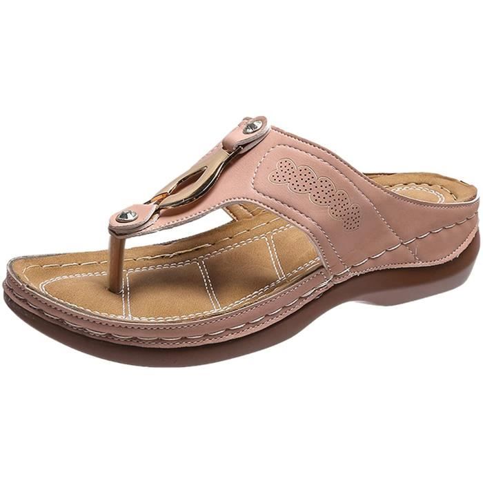 Tong Sandale Orthopédiques Femme Tong Ergonomique Claquette Semelle Epaisse Flip Flops Enfiler