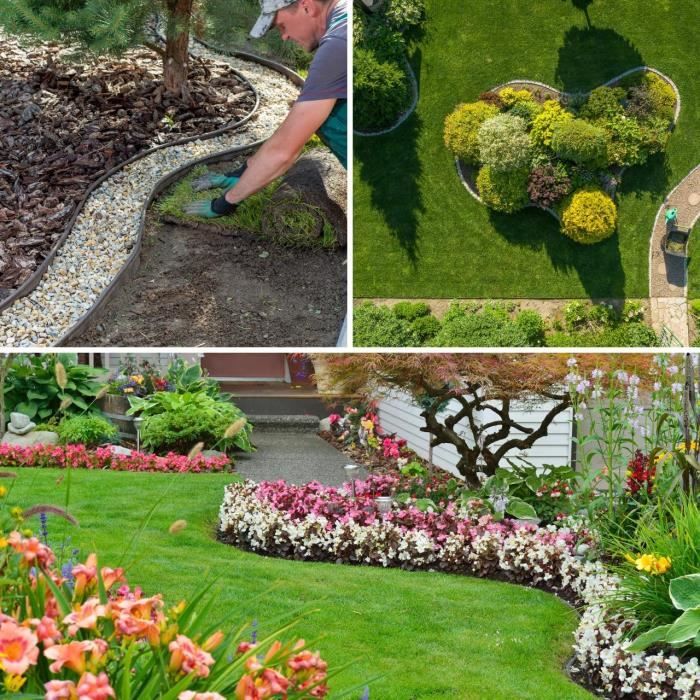 GARDENIX Bordure De Pelouse Flexible En Plastique - Résistante Aux Intempéries - Ronde - Bordure De Parterre De Fleurs - Vert - 10 M - 20 Piquets - Hauteur : 6 Cm - Pour Jardins Et Tondeuses Robots