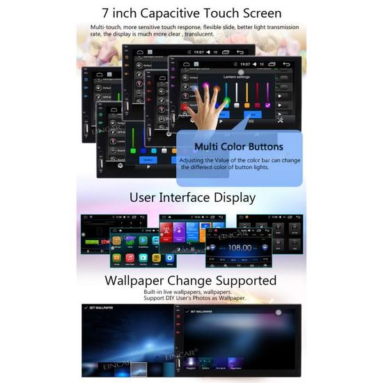 Eincar Autoradio Android 6 Ecran Tactile Voiture Stereo 7 Pouces Double 2 Din Dans Le Tableau De Bord Voiture Radio Video Player Cdiscount Auto