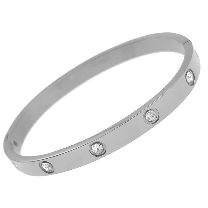 Bracelet Jonc En Acier Inoxydable Argenté - Bijou Unisexe Homme/femme, Titane, Neuf Sans Emballage