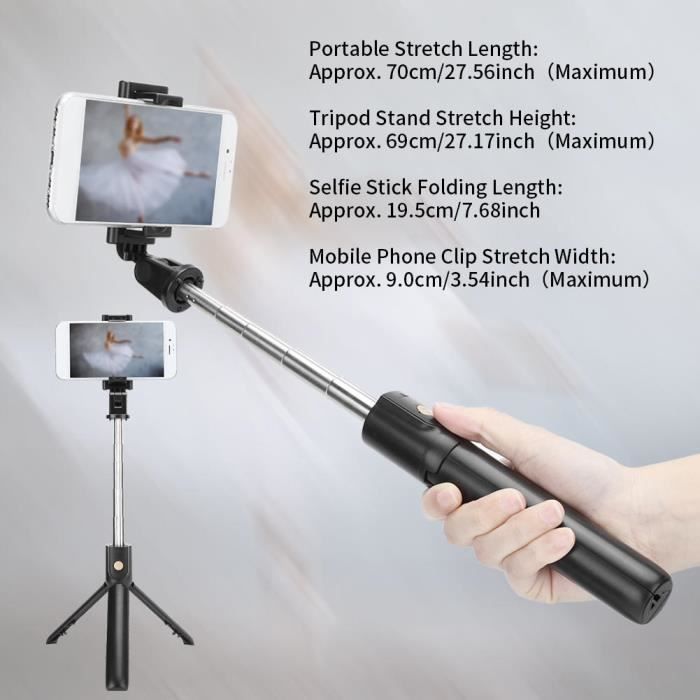 Stick de Selfie portable, K07, sans fil, 3 en 1, trépied, monopode