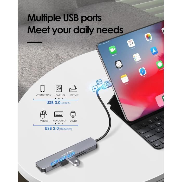 Hub USB C,Adaptateur USB C 4 en 1,Multiport Adapter HDMI,USB3.0 et USB2.0+PD  Charge,pour MacBook Pro, iPad Pro, Pixelbook etc. - Cdiscount Informatique