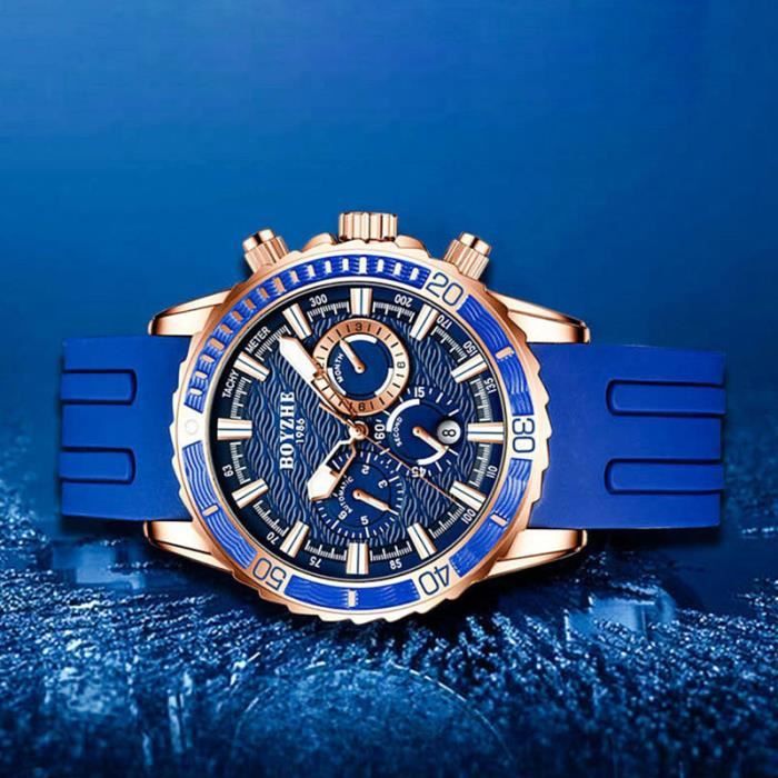 FORSINING Montre mécanique automatique 30M étanche montre-bracelet lumineux  pour homme (bleu)-MEN , - Achat/vente montre - Cdiscount