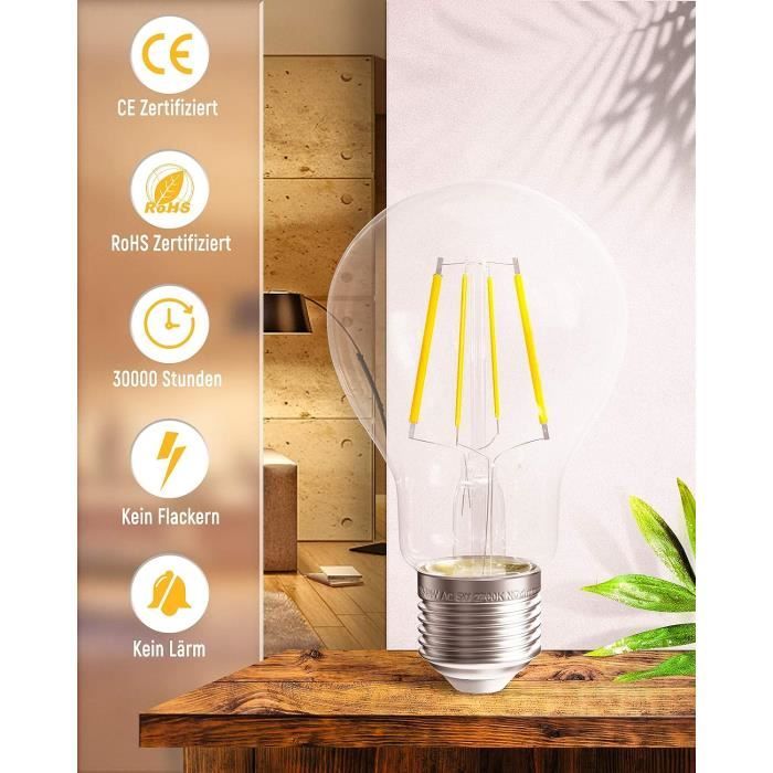 QNINE Ampoule LED E27 blanc chaud , 5W (équivalent à l'ampoule 50W