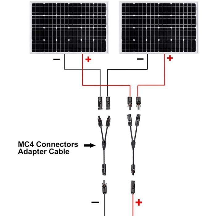 1 paire Rallonge de câble solaire 4mm² connecteur MC4 pour systèmes  solaires photovoltaïques 4m - Cdiscount Bricolage