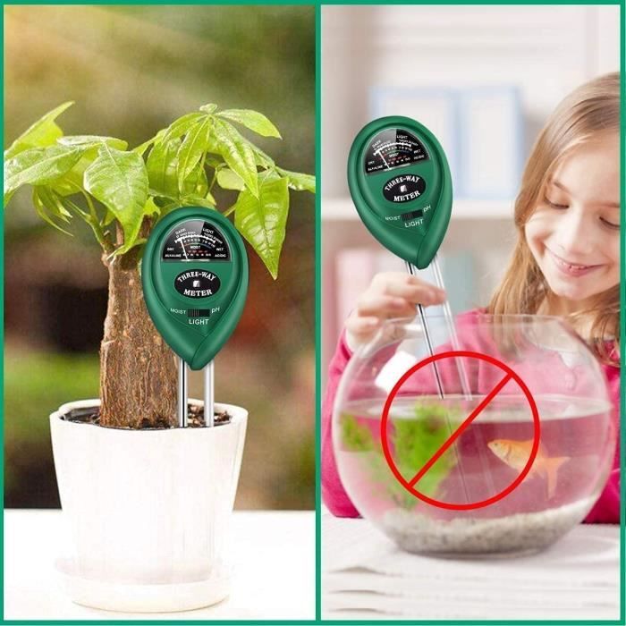 Testeur Sol 3-en-1 Sonkir - PH, Humidité, Lumière - Pour Plantes D'intérieur Et Extérieur