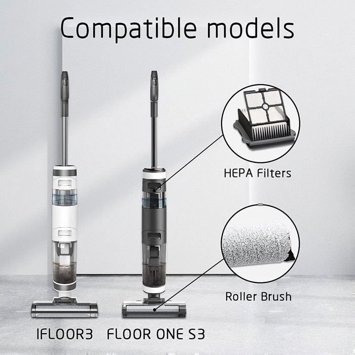 KEEPOW Set Ricambio Per Tineco Floor One S3 E IFloor 3 – 2 Spazzole A Rullo + 2 Filtri HEPA