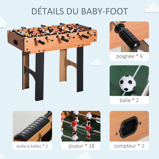 Table multijeux 13 en 1 pliable, table de jeu baby-foot, billard, pour