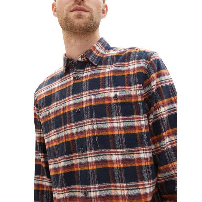 Chemise coton carreaux regular fit Tom Tailor bleu TOM TAILOR