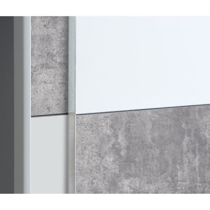 Lot de 2 portes de placard coulissantes Vulcano décor gris béton 150 x 245  cm