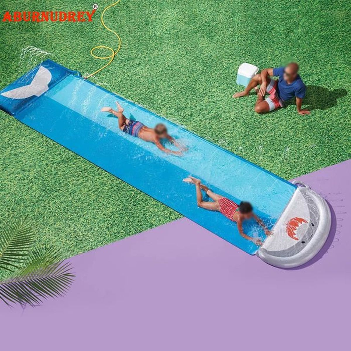 Piscine gonflable enfant, toboggan piscine, ABURNUDREY Tapis de Glisse Toboggan Eau Piscine avec