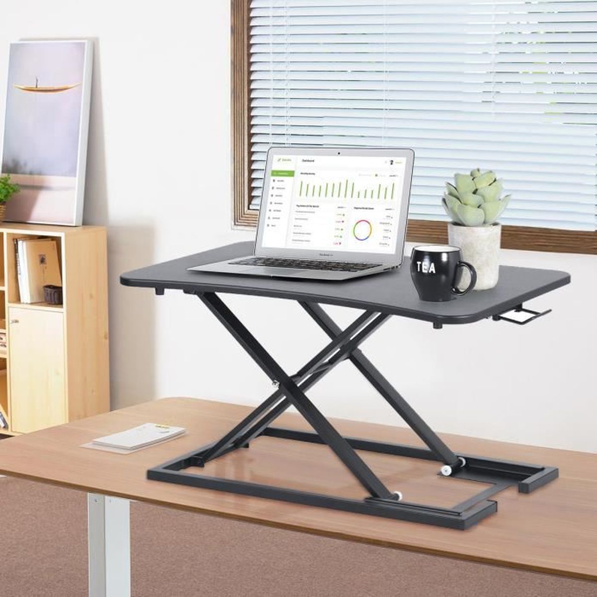 Bureau D Ordinateur Assis Debout Station De Travail Bureau Convertible Pliable Hauteur Reglable Grande Surface 73 X 47 5 Cm Noir Prix Pas Cher Cdiscount