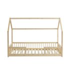 BAÏTA Lit cabane avec barrières TINY pin massif 90x190 sommier inclus - Bois