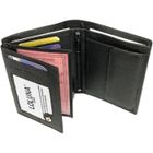 Portefeuille homme cuir avec porte monnaie fermeture eclair, volet 10 cartes, identité, permis, billet - Idée cadeau Noir -LOLUNA®