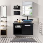 PULUOMIS Meuble de Salle de Bain 70cm Meuble sous-Vasque + Lavabo + Miroir + étagères