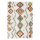SWEEEK Tapis intérieur shaggy. style berbère. poils longs. crème et multicolore 200 x 290cm