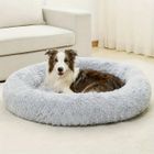 TAOFEDO Panier pour Chien Ø100 cm, lit rond moelleux pour petits et grands animaux domestiques, lit pour chats en peluche doux gris
