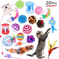 20 pièces jouets pour chats chats d'intérieur chatons teaser baguette pour chat tunnel jouet souris et balles pour animaux de