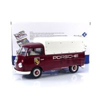 Voiture Miniature de Collection - SOLIDO 1/18 - VOLKSWAGEN Combi T1 Pick-Up Porsche Service - 1950 - Red / White - 1806707