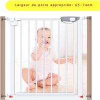 Barrière de sécurité extensible pour enfant - FONDUPIN - Porte rotative à 180° - Blanc - Sans perçage