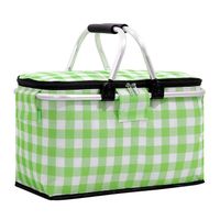 Sac Isotherme Multi-couleurs à choisir Lunch Bag Pliable Grand Capacité pour Pique-nique Camping Voyage (Vert-Blanc 40*23*20 cm)