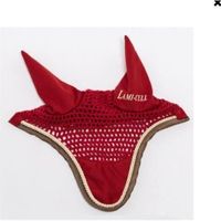 Bonnet anti-mouches Lami-Cell Élégance - Couleur : Rouge/Taupe, Taille : Cheval