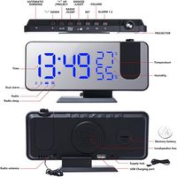 Réveil numérique avec radio réveil projecteur et alarme double - Marque CaCaCook