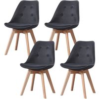 Lot de 4 chaises scandinaves capitonnées en tissu noir - pieds en bois massif design
