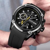 MEGIR hommes montre Top marque superbe automatique Date chronographe étanche Silicone montres de sport