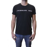 Cerruti 1881 T-shirt manches courtes col rond logo brodé bicolore Gimignano Noir Homme